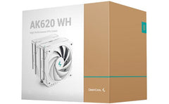 Deepcool Ak620 White Cpu Air Cooler Mighty 260w Tdp 6 Copper Heat Pipes Dual Tower Cpu Cooler W/ Fk120 Fans 120mm Pwm 1850rpm