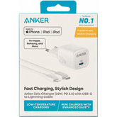 Anker Zolo 20W PD 3.0 USB-C Wall Charger with USB-C to Lightning Cable - White