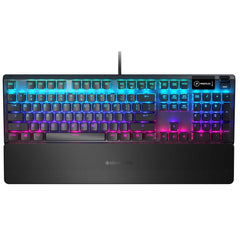 Steelseries Usb Apex 5 Hybrid Mechanical Gaming Keyboard – Per Key Rgb Illumination – Aircraft Grade Aluminum Alloy Frame – Oled Smart Display (hybrid Blue Switch) - CompuMe