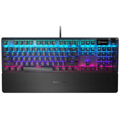 Steelseries Usb Apex 5 Hybrid Mechanical Gaming Keyboard – Per Key Rgb Illumination – Aircraft Grade Aluminum Alloy Frame – Oled Smart Display (hybrid Blue Switch)