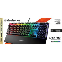 Steelseries Apex Pro Mechanical Gaming Keyboard, Adjustable Auation Switches, World’s Fastest Mechanical Keyboard, Oled Smart Display, Rgb Backlit