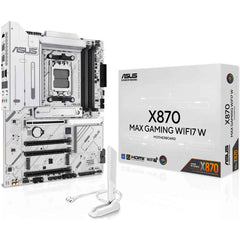 Asus X870 Max Gaming Wifi7 W Am5 Atx Motherboard, Amd X870 Chipset, 4x Ddr5 Dimm Slots, Up To 256gb Max Memory, 1x Pcie 5.0 X16, 3x M.2 Slots, Wi Fi 7 & Bluetooth V5.4, White