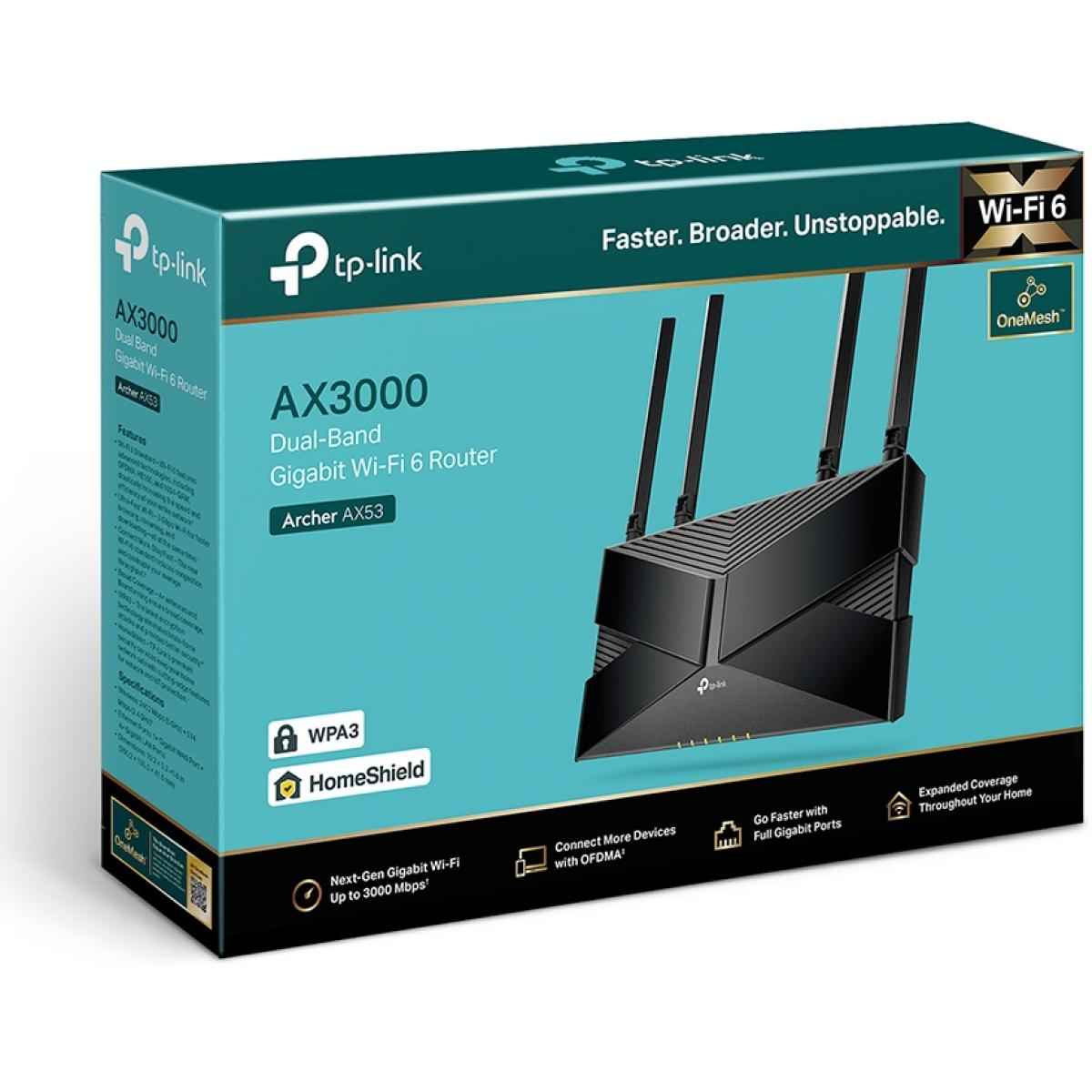 Tp Link Archer Ax53 Wi Fi 6 Ax3000 Mbps Gigabit Dual Band Onemesh™ Dual Core Compatible With Alexa