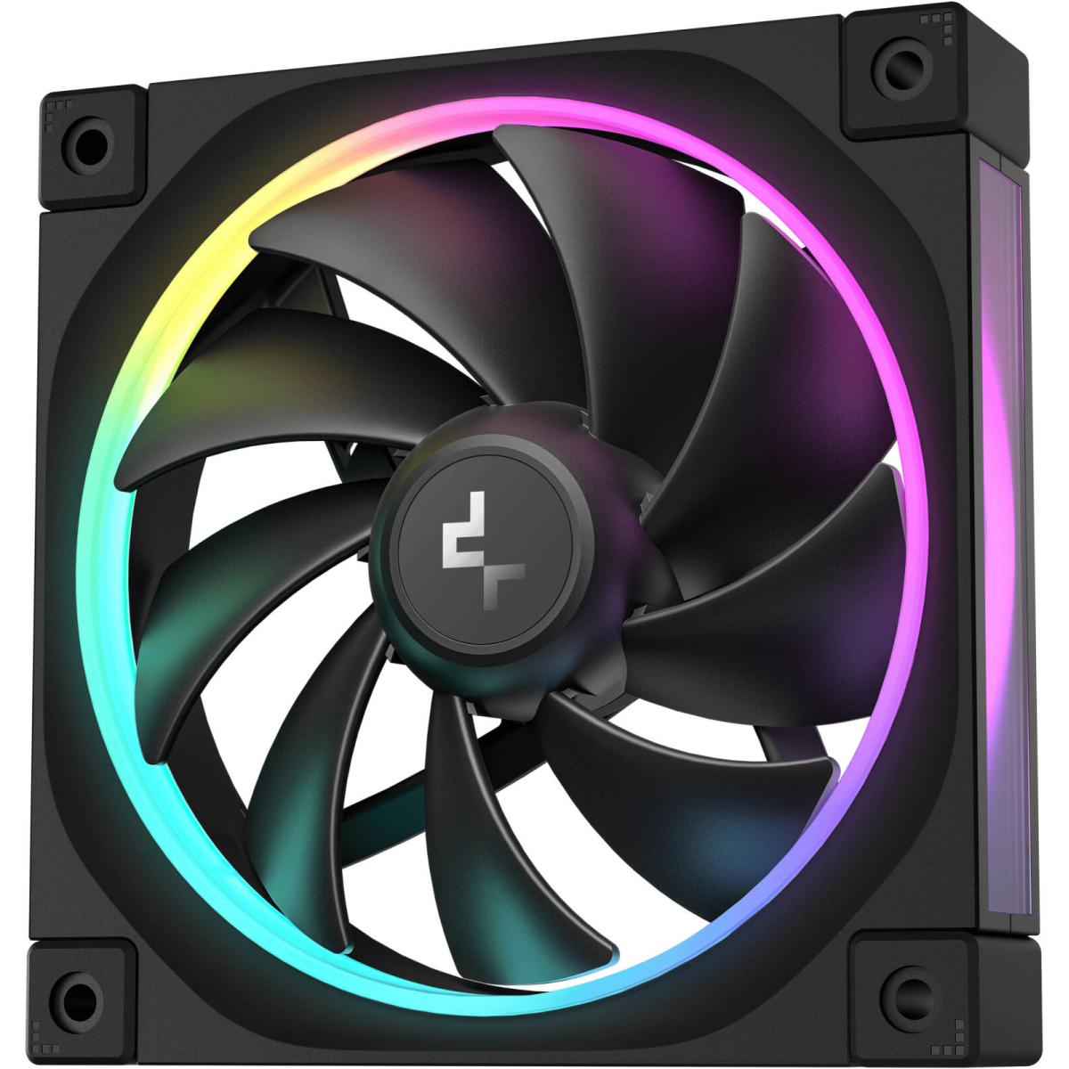 Deepcool Fl12 120mm Case Fans, 2150 Rpm Fan Speed, 55 Cfm Fan Airflow, Fluid Dynamic Bearing Type, 4 Pin Pwm Fan Conneor, Addressable Rgb Led, Single Pack, Black - CompuMe Deepcool Fl12 120mm Case Fans, 2150 Rpm Fan Speed, 55 Cfm Fan Airflow, Fluid Dynamic Bearing Type, 4 Pin Pwm Fan Conneor, Addressable Rgb Led, Single Pack, Black - CompuMe