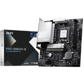 MSI PRO B860M-B mATX - Supports Intel Core Ultra Processors (Series 2), LGA 1851 - Dire 6 Phases, DDR5 Memory Boost (9066+ MT/s OC), PCIe 5.0 x16, M.2 Gen5, 5G LAN