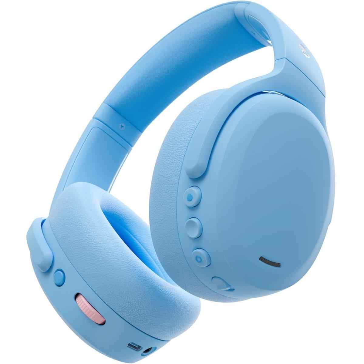 Skullcandy Crusher Anc 2 Wireless Over Ear Bluetooth Headphones With Multi Sensory Bass And Charging Cable, Aive Noise Cancelling, Up To 60 Hours Battery, Microphone For Iphone Android Preppy Blue
