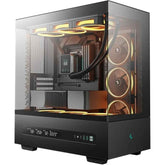 Deepcool Ch690 Digital Mid Tower W/ Semi Glass Panel & Digital Display For Real Time Monitoring Support 420mm Radiator & Rear Conneor , Black