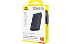 Baseus Enerfill Fp11 10000mah 15w Fast Charging Power Bank With Dual Usb A And Type C Output , Air Travel Friendly Design, Multiple Safety Proteions Black