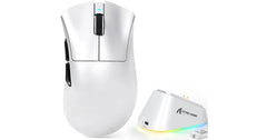 ATTACK SHARK V3 Pro Ultra-Light Wireless Gaming Mouse,PAW3311 Sensor, 500mAh, 62g, 25KDPI 2.4G/BT/USB-C Rechargeable Wireless Mouse with 5 Programmable Buttons for Laptop,PC,Mac Gamer (White)