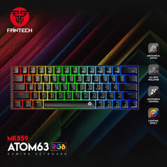 FANTECH ATOM63 MK859 WIRED RGB 60% Modular Mechanical Gaming Keyboard, Detachable Type-C, Blue Switch-Black (عربي) | FANTECH ATOM63 MK859 | - CompuMe