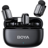 BOYA mini 2-02 (Type-C) Wireless Lavalier Microphones for iPhone 15/16/17 & Android, AI Noise Cancellation, App Control, 30H Battery Life with Charging Case, Lapel Microphone Wireless for Video Recording Vlogging , Black