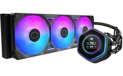 Cooler Master Atmos II 360 LCD AIO CPU Liquid Cooler – 360mm Radiator, Customizable LCD Display, 3X ARGB PWM Fans, Dual-Chamber Pump, Ultra-Quiet Performance, AMD AM5/AM4 & Intel LGA 1851/1700, Black