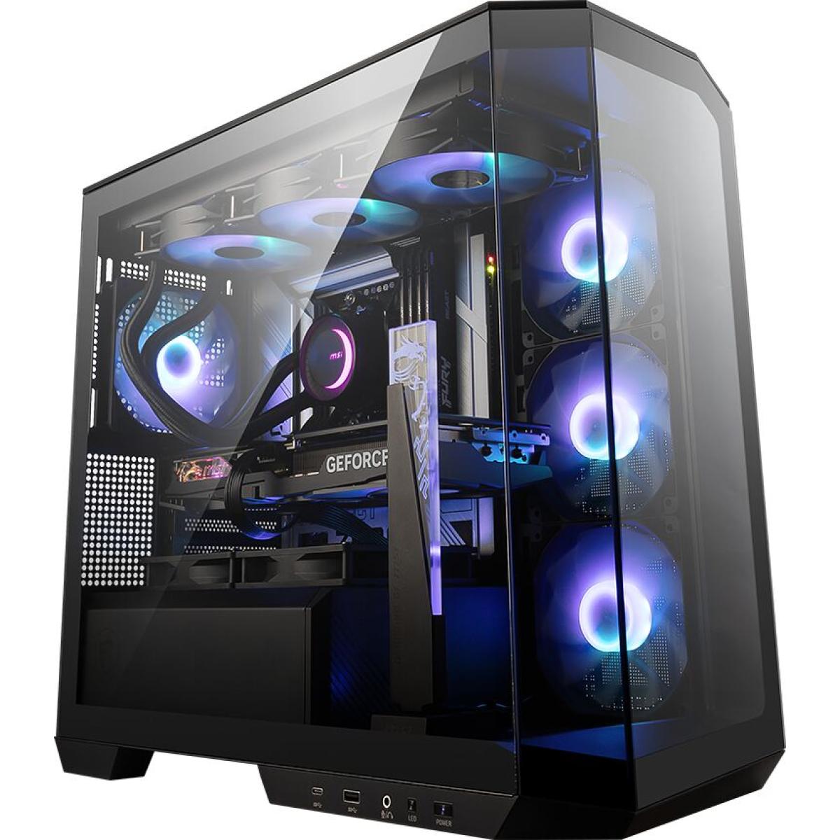 Msi Mag Pano M100r Pz Micro Atx Case Support Back Conne Motherboard 270 Degree Panoramic Display 4x Argb Fans Black