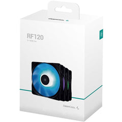 Deepcool Rf12 Fs Rgb 120mm Fan Speed: 500~1500 Rpm Fan Airflow: 56.5 Cfm Fan Air Pressure: 1.66 Mmaq Hydro Bearing Fan Conneor: 4 Pin Pwm, Pack Of 3, Black - CompuMe