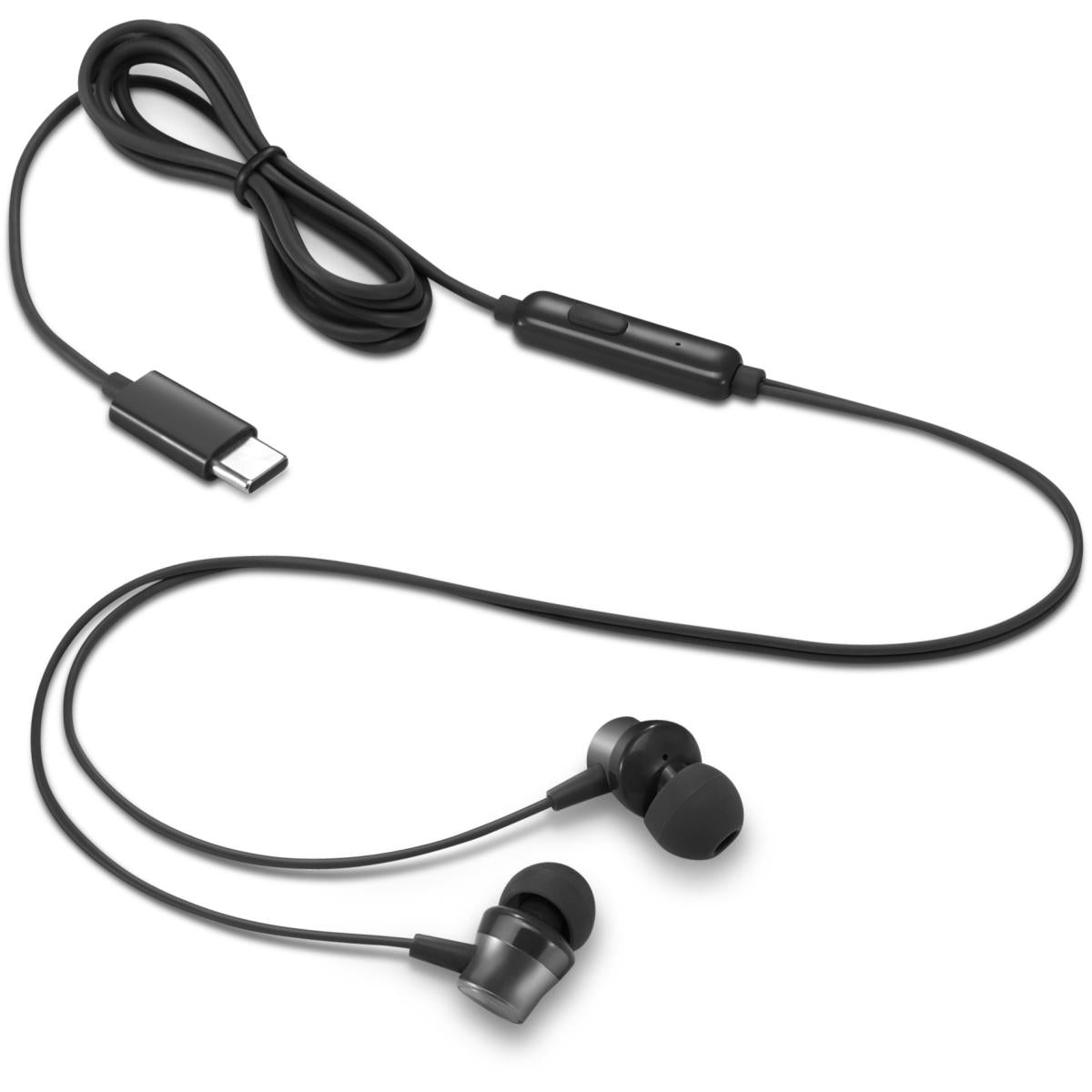 Lenovo In Ear Usb C Headphone Wired Stereo Mini Phone W/ 9mm Speaker Divers & Enterprise Grade Mic Black - CompuMe