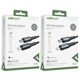 ACEFAST C7-03 1.2m 100W 5A USB-C to USB-C Fast Charging Cable Light Display Braided Data Cord - Black