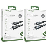 ACEFAST C7-03 1.2m 100W 5A USB-C to USB-C Fast Charging Cable Light Display Braided Data Cord - Black