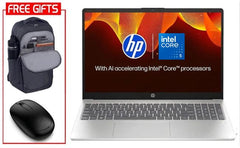 HP Laptop 15-fd0380ne (2025) NEW Intel Core 5 120U 10-Cores w/ Backlit Keyboard & Bundle ((HP BackPack + HP Bleutooth Mouse)) - Natural silver
