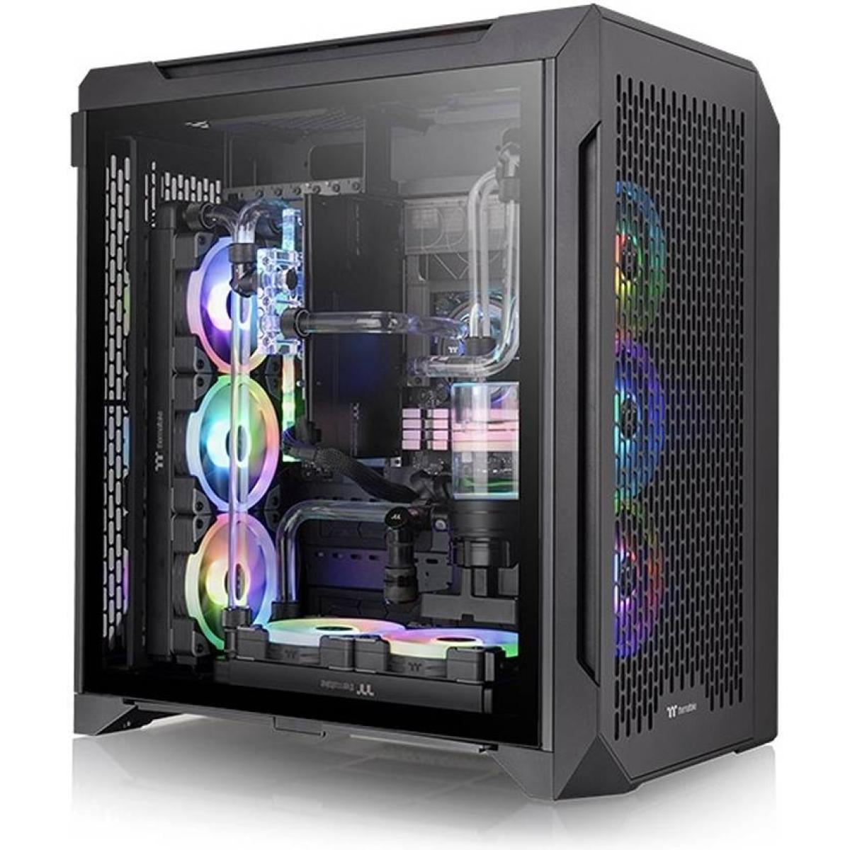 Thermaltake e C700 Air Atx Mid Tower Centralized Thermal Eficiency Tempered Glass Side Pane 3x 140mm Pre Inst Fans Usb 3.2 Type C Black