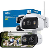 TP-Link Tapo C246D 2K 3MP Dual Lens Security Camera Outdoor, AI Detection, Outdoor Camera,CCTV,125°Wide Angle Two Views,One Screen,Smart Tracking,IP65,Google Home/Alexa,No Monthly fee,Personalized Patrol
