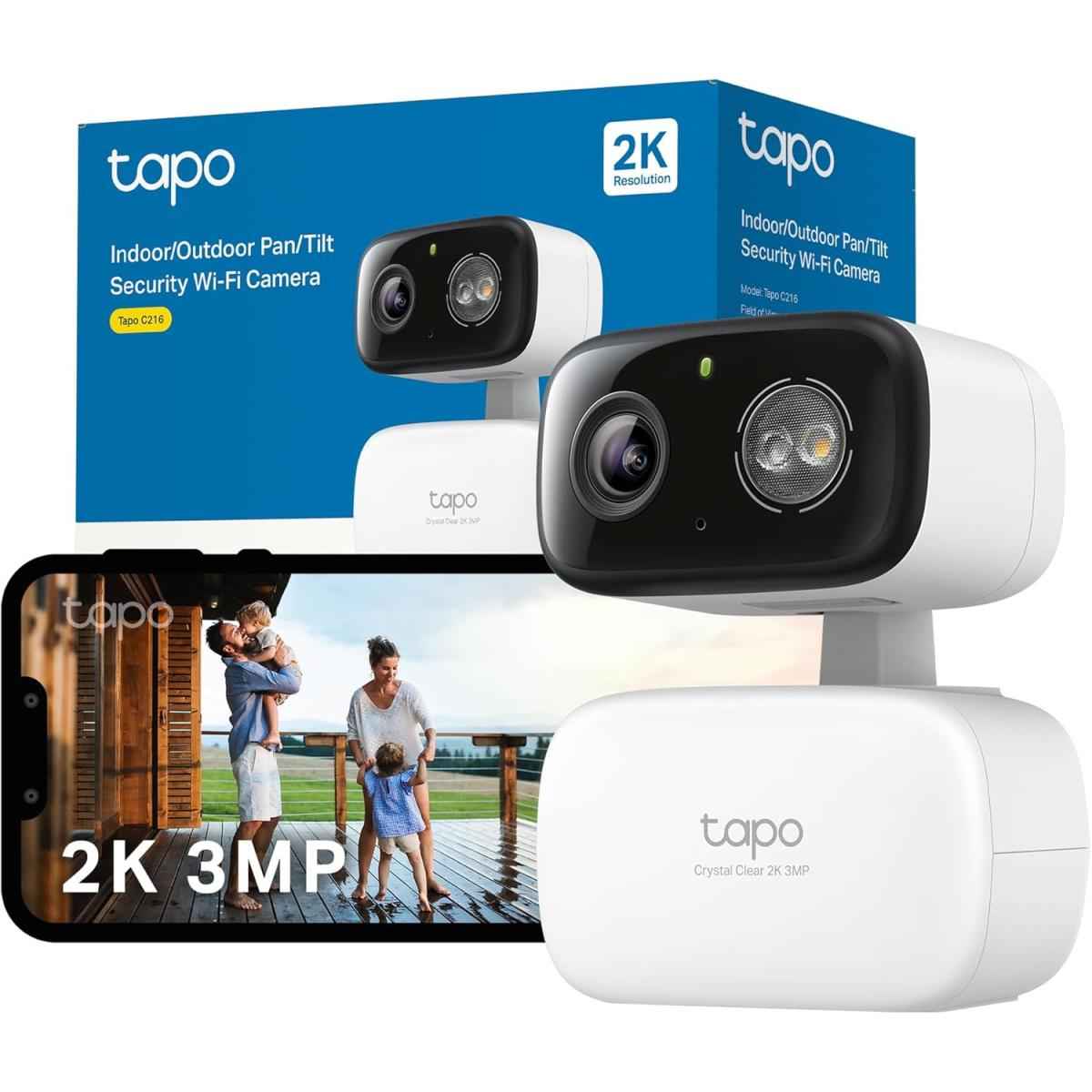 Tapo C216 2k 3mp Outdoor Camera 360°pan/tilt, Ip65 Color Night Vision, Security Camera Outdoor Wifi, Smart Ai Deteion,spotlights, Indoor Cameras House Security, Cv, Alexa/google