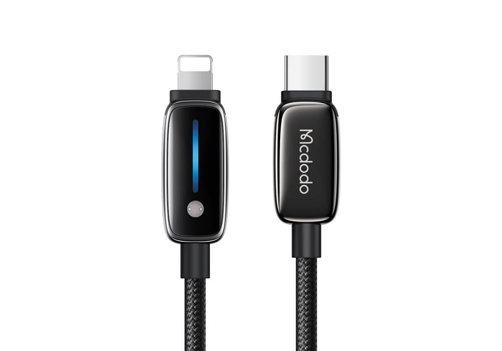 MCDODO CA0050 36W LIGHT-SENSING SMART CABLE USB-C TO LIGHTING 1.2M WITH AUTO BRIGHTNESS - BLACK - 18 Month Warranty
