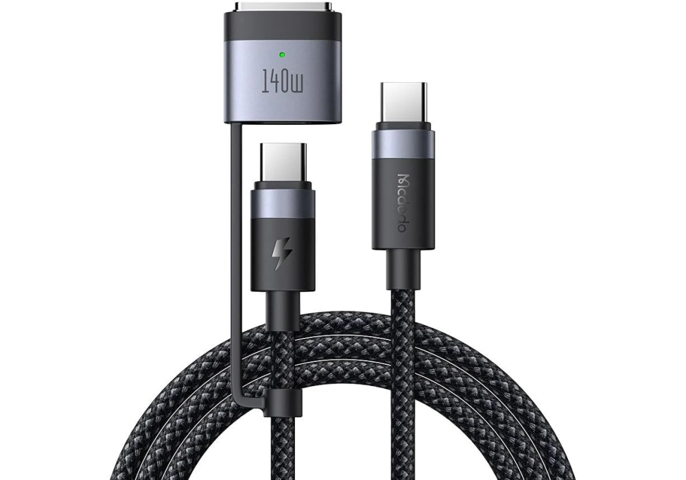 Mcdodo MagSafe 3 PD3.1 240W/140W Charging Cable - 2-in-1 USB-C to MagSafe 3 Fast Charger for MacBook Air, MacBook Pro, iPhone 15 Series, and USB-C Devices | 2M Aluminum Nylon Braided - 18 Month Warranty