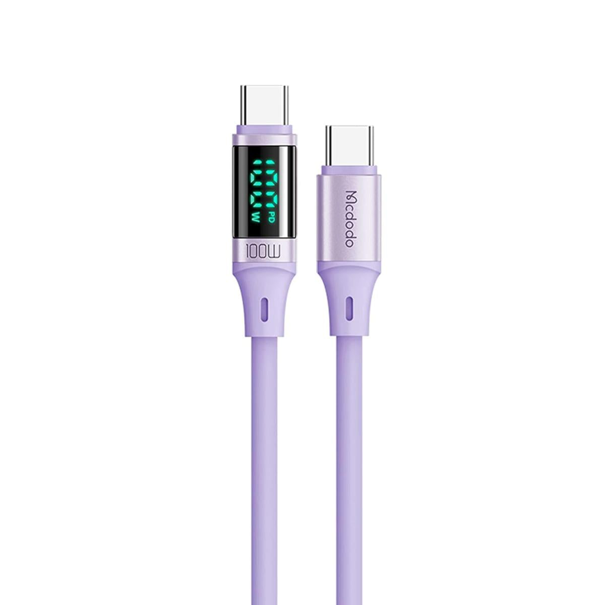 Mcdodo Ca 1940 Digital Hd Silicone Type C To Type C 100w Data Cable 1.2m Purple - CompuMe