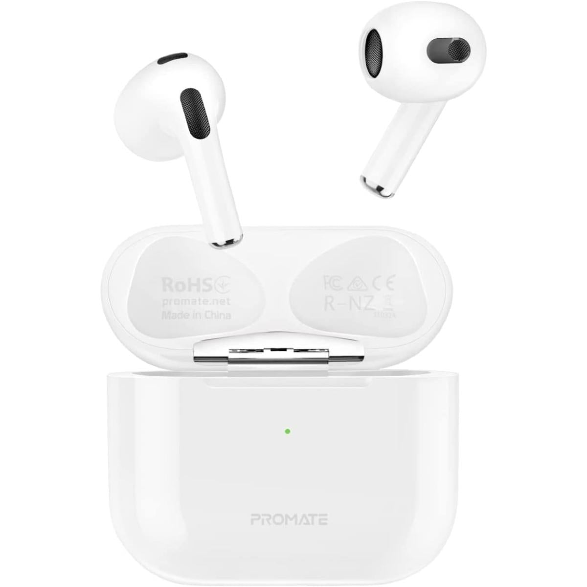 Promate Freepods 2 High Fidelity In Ear Bluetooth V5.0 W/ Built In Mic 25h Playback Time Auto Pairing & Wireless Charging Case White Promate Freepods 2 High Fidelity In Ear Bluetooth V5.0 W/ Built In Mic 25h Playback Time Auto Pairing & Wireless Charging Case White