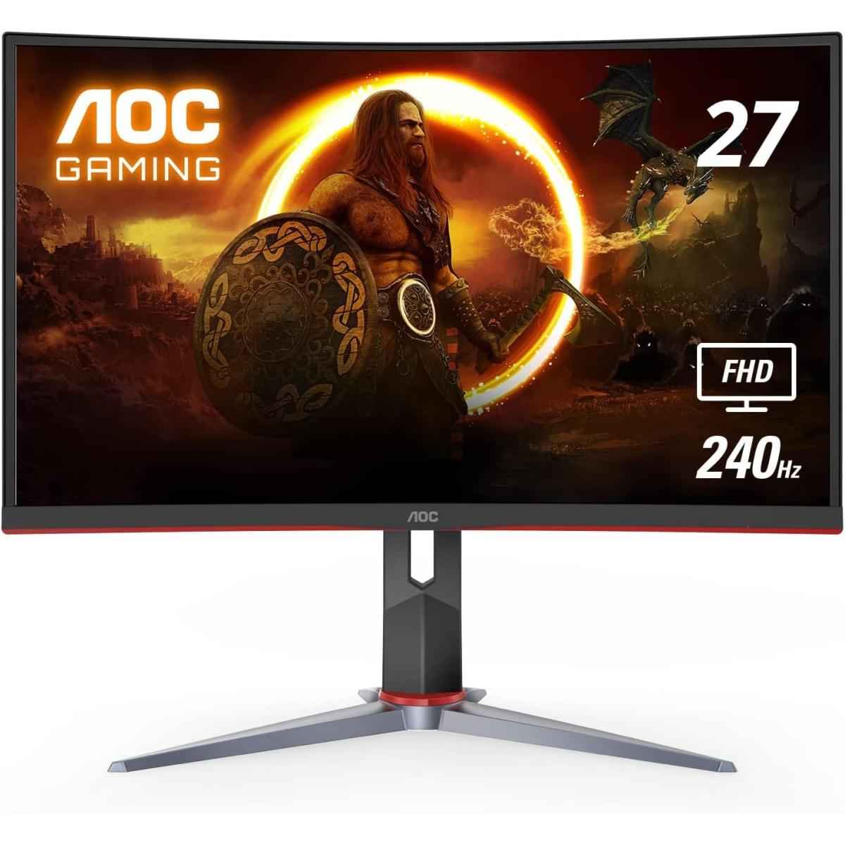 Aoc C27g2z 27" Curved 1500r Frameless 240hz Ultra Fast 0.5ms Srgb 120% Height Adjustable Freesync W/ 2x Hdmi 2.0 & Displayport