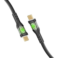 Promate Transline Cc Usb C To Usb C Cable 60w Power Delivery Transparent Shells 120cm Nylon Braided Cord