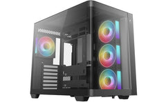 DeepCool CG530U 4F Curved Glass Panoramic ATX Mid-Tower Case 4x Pre Installed Fans Dual Chamber, Support Back Connectors & Up to 2x 360mm +280mm Radiators, Front 2x USB3.0 , Black