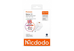 Mcdodo Nano 30 30W Mini GaN Fast Wall Charger – Type-C PD Fast Charging – White – 18 Months Warranty