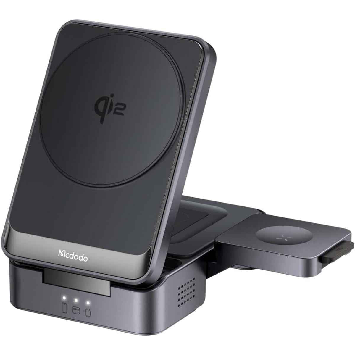Mcdodo Ch 5190 Qi2 Foldable Charging Station 15w+5w+2.5w Magnetic Wireless Charger Dock For Earbud Watch Phone With Usb C Cable