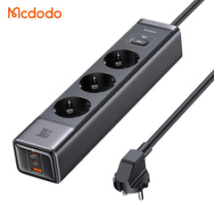 Mcdodo Ch 0620 6 In 1 30w Gan Surge Proteion Power Strip Eu Plug Black - CompuMe