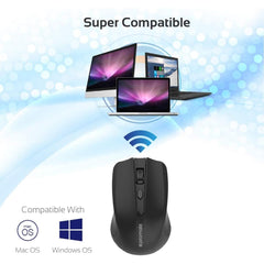 Promate Clix 8 Optical Wireless Mouse W/ Usb Nano Receiver 10m Working Distance Auto Sleep Funion & 3 Adjustable Dpi Level Mac , Windows