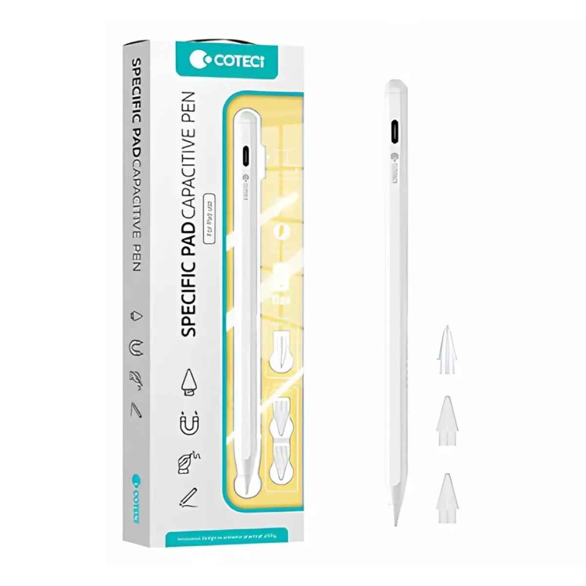 Coteci P5 Ip 017 Capacitive Pen Anti Mistouch Oblique Pressure Fast Charging Magnetic Attraion Charging For Ipad White