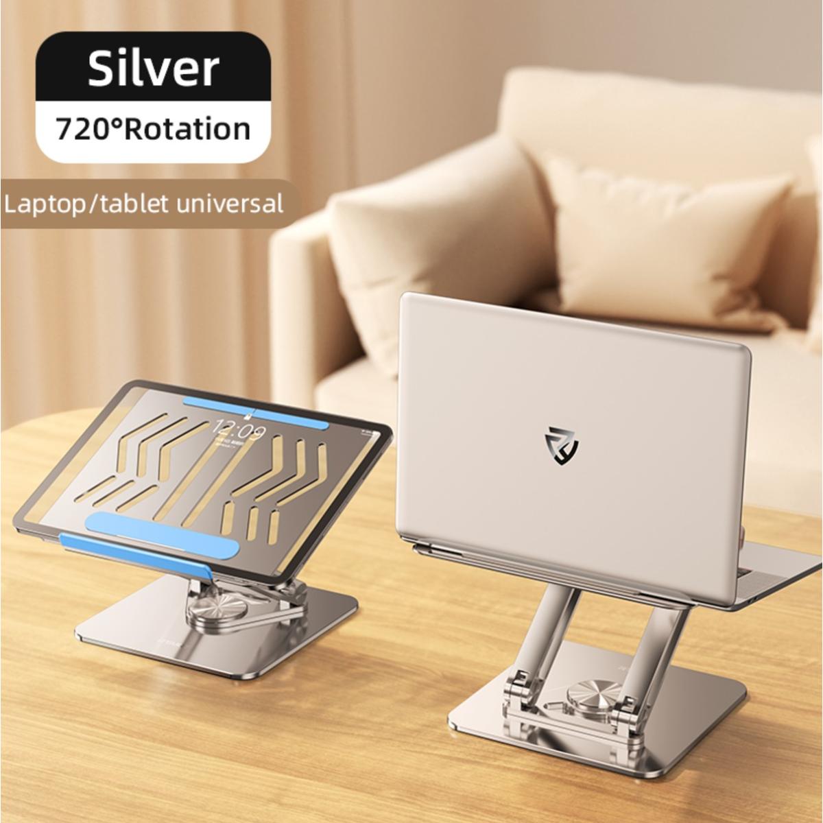 Rtako Rs Cp84s Laptop Stand 3 Level Adjustable Laptop Stand With 360 3d Roating Base Silver - CompuMe