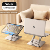 Rtako Rs Cp84s Laptop Stand 3 Level Adjustable Laptop Stand With 360 3d Roating Base Silver - CompuMe