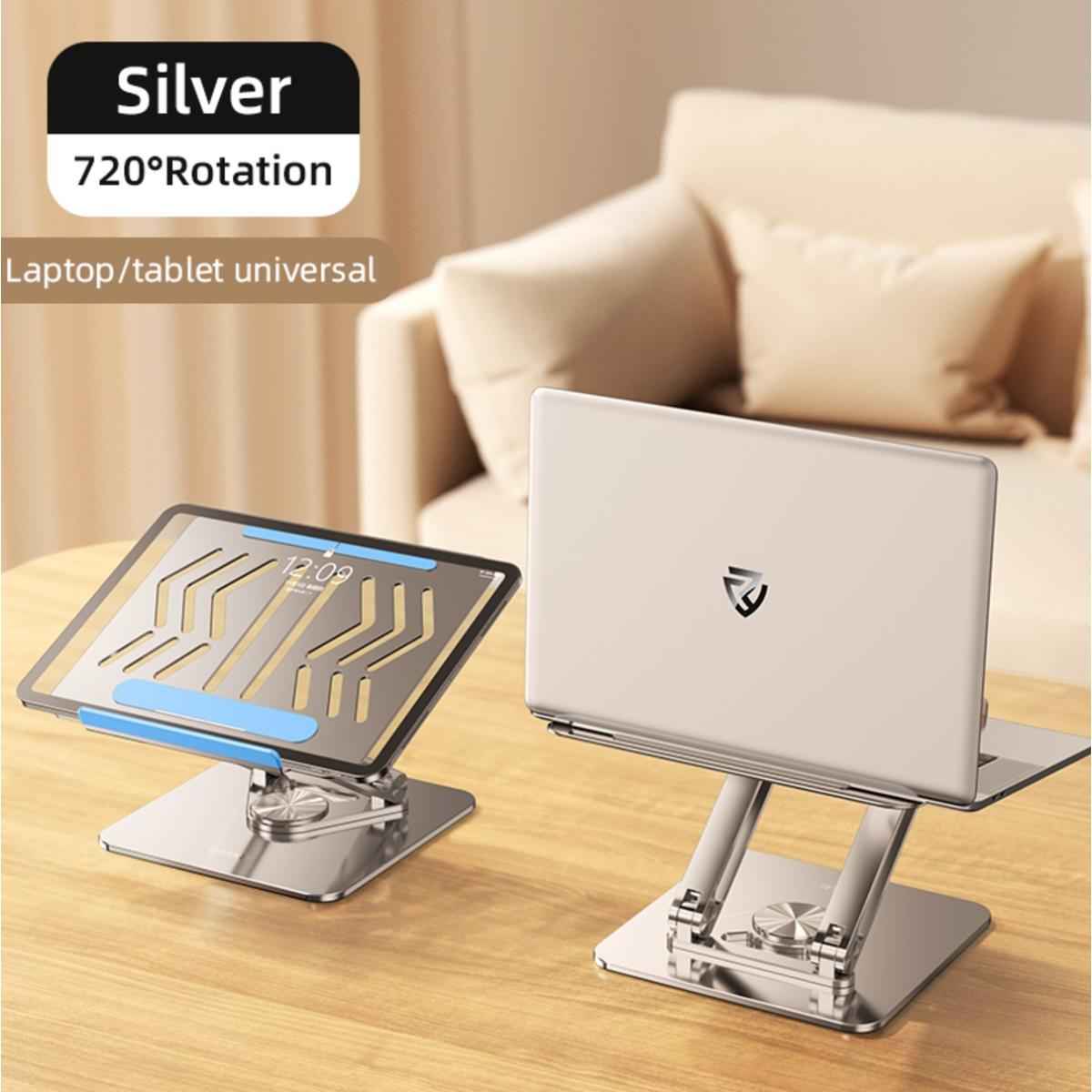 Rtako Rs Cp84 Laptop Stand 2 Level Adjustable Laptop Stand With 360 3d Roating Base Silver