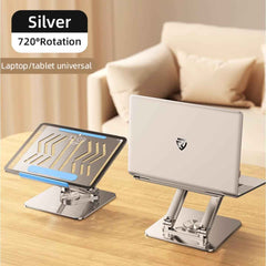 Rtako Rs Cp84 Laptop Stand 2 Level Adjustable Laptop Stand With 360 3d Roating Base Silver