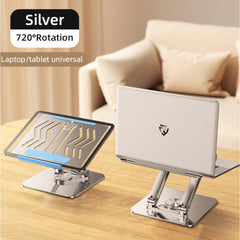 Rtako Rs Cp84s Laptop Stand 3 Level Adjustable Laptop Stand With 360 3d Roating Base Silver - CompuMe