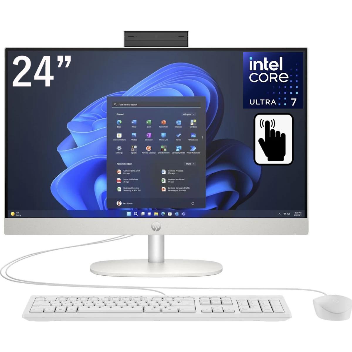 Hp All In One 24 Cr1003ne Pc (2024) New Intel Core Ultra 7 12 Cores W/ 24" Ips Full Hd 99% Srgb Touch Display & Ddr5 Memory White - CompuMe