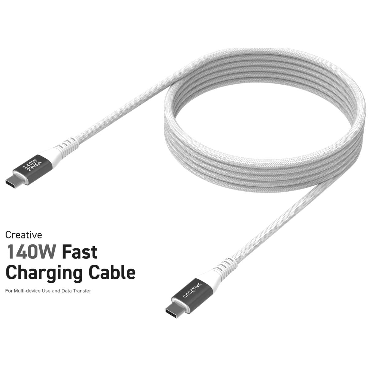 Creative 140w Usb C To Usb C Fast Charging & Data Up To 480 Mbit/s 2m Cable Built In 5a E Marker Chip For Mobile Tablets Laptops Ps5™ & Nintendo Switch Creative 140w Usb C To Usb C Fast Charging & Data Up To 480 Mbit/s 2m Cable Built In 5a E Marker Chip For Mobile Tablets Laptops Ps5™ & Nintendo Switch