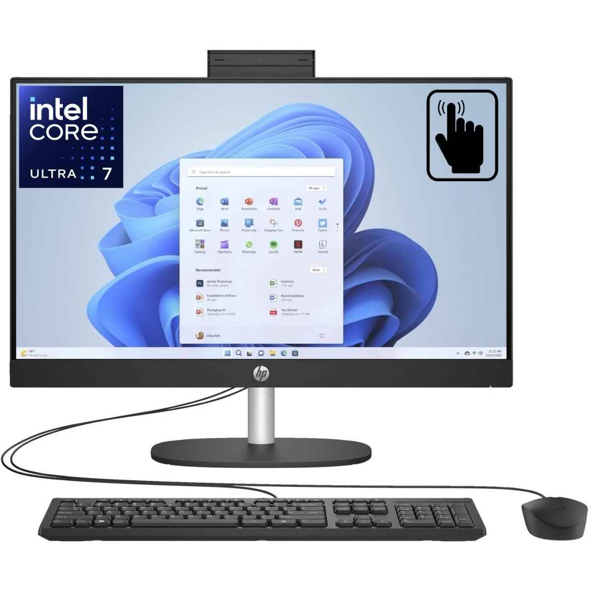 HP (cr1007ne) All-in-One PC 24" FHD IPS Touch 99% sRGB, Intel Core Ultra 7 Processor 155U, Intel Integrated Graphics, 16GB DDR5 RAM, 512GB M.2 PCIe NVME - Black | BE8U0EA |