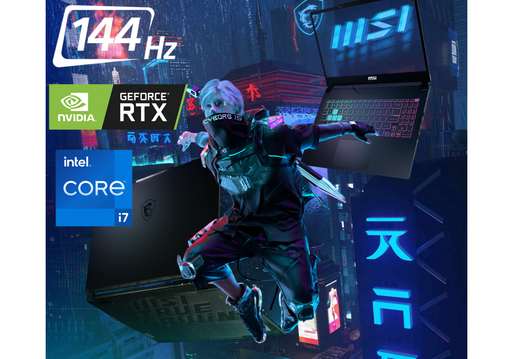 Laptop MSI Cyborg 15 A13UC Intel® Core™ i7-13620H, RTX 3050 4GB DDR7, 16 GB DDR5, 512 GB M.2 SSD, 15.6" 144Hz IPS FHD - Translucent Black