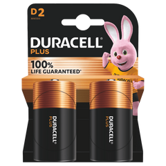 Duracell Plus D Alkaline Batteries x2