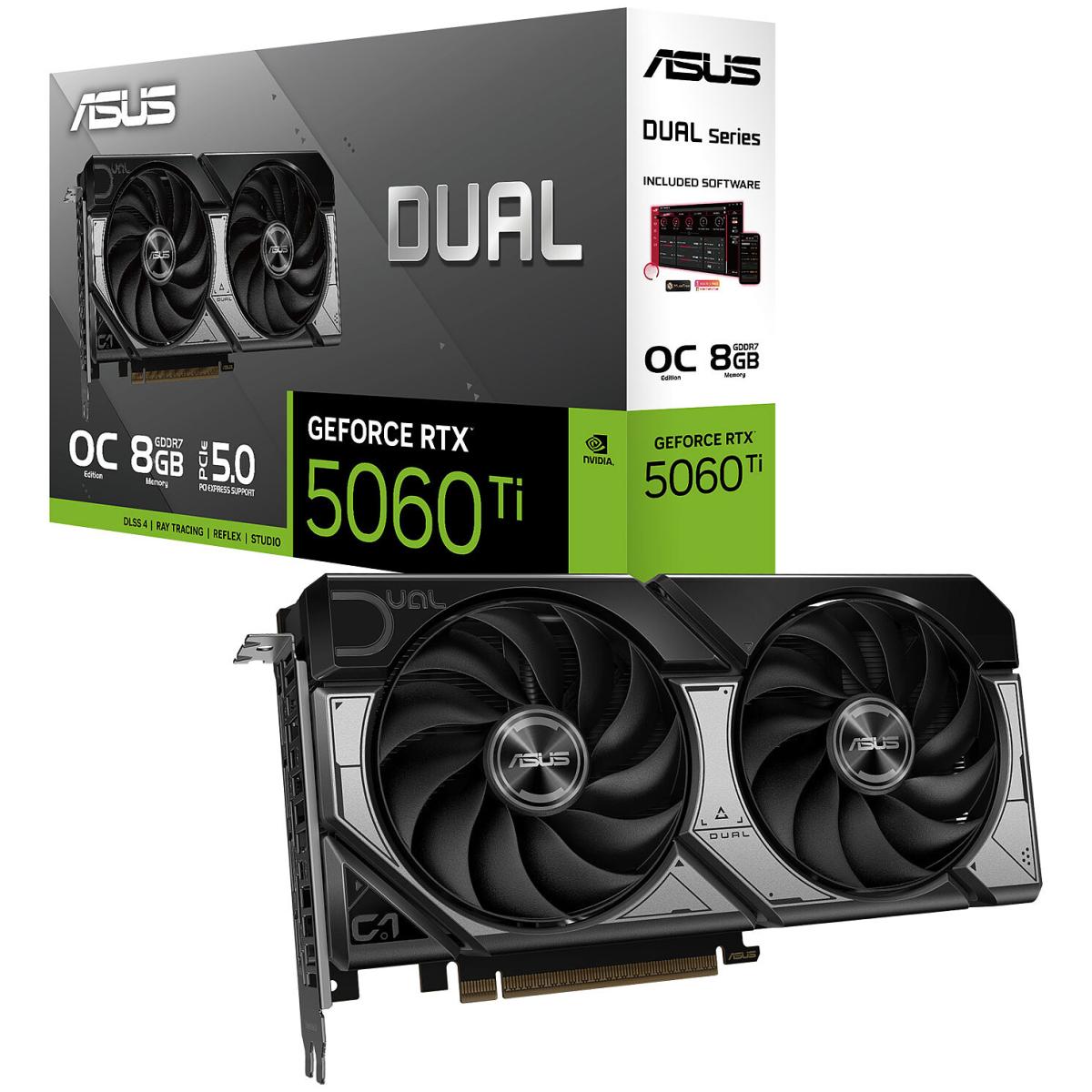 Asus Dual Geforce Rtx 5060 Ti 8gb Gddr7 Oc Edition 128 Bit Memory, 2602 Mhz Boost Clock, 28 Gbps Memory Speed, 4608 Cuda Cores Asus Dual Geforce Rtx 5060 Ti 8gb Gddr7 Oc Edition 128 Bit Memory, 2602 Mhz Boost Clock, 28 Gbps Memory Speed, 4608 Cuda Cores