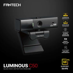 Fantech Luminous C50 Quad High-Definition Webcam 2K Quad-HD Support 60 FPS & 3D Noise Cancelling Mic
