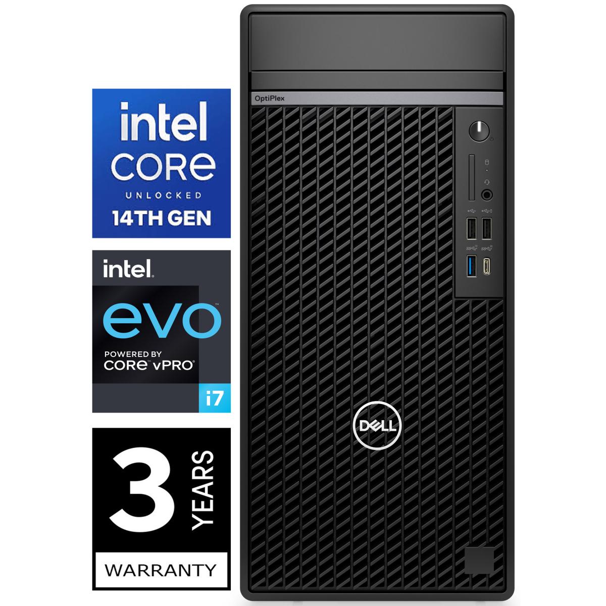 Dell Optiplex Plus 7020 (2024) 14gen Intel Core I7 Vpro 20 Cores Tower W/ Ddr5 Memory & 3 Years Warranty Black
